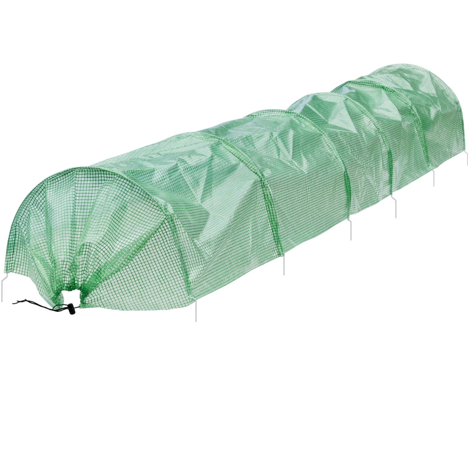 ECD Germany 2Er Folientunnel Pflanztunnel 300x55x35cm Transparent/Grün 135 g/m²