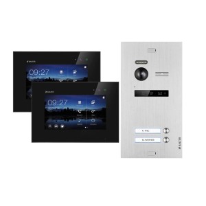 Balter EVO Video-Türsprechanlage für Zweifamilienhaus mit 2x 7 Zoll Monitor Silber-Schwarz