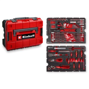 Einhell Werkzeugkoffer Universal 80-tlg. E-CASE mit Werkzeugsortiment, rot/schwarz.