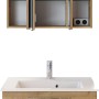 Pelipal Badmöbel-Set Trentino in Riviera Eiche, 77 cm breit, mit Waschbecken, Unterschrank und Spiegelschrank.