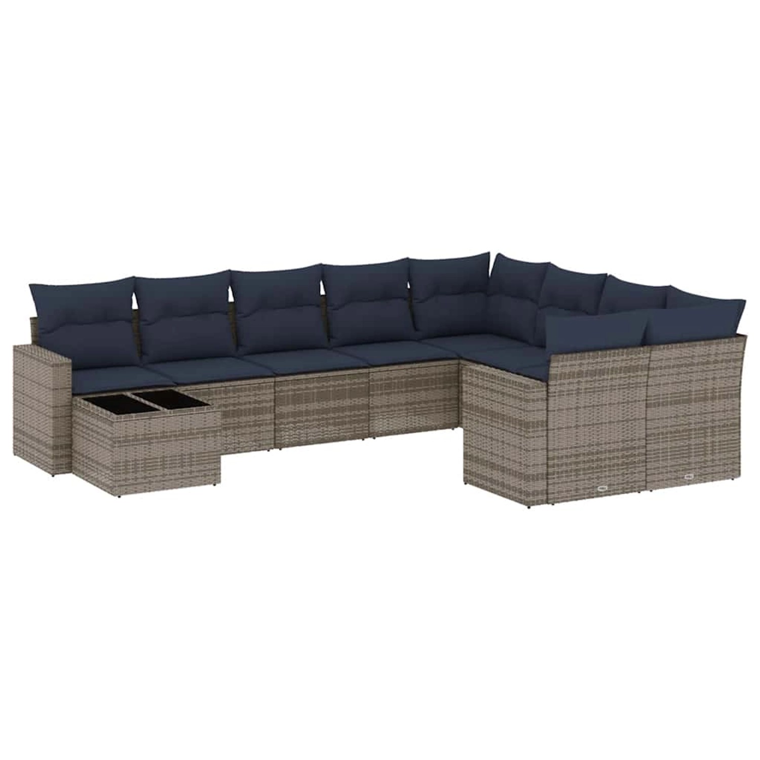 vidaXL 10-Tlg Garten-Sofagarnitur mit Kissen Grau Poly Rattan 3219451 günstig online kaufen