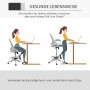 Illustration: Hellgrauer Vinsetto Bürostuhl mit Fußstütze in zwei Nutzungspositionen.