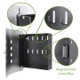 Offener Banjado Design Schlüsselkasten aus Edelstahl, schwarz, mit 10 Haken und Magnetverschluss.