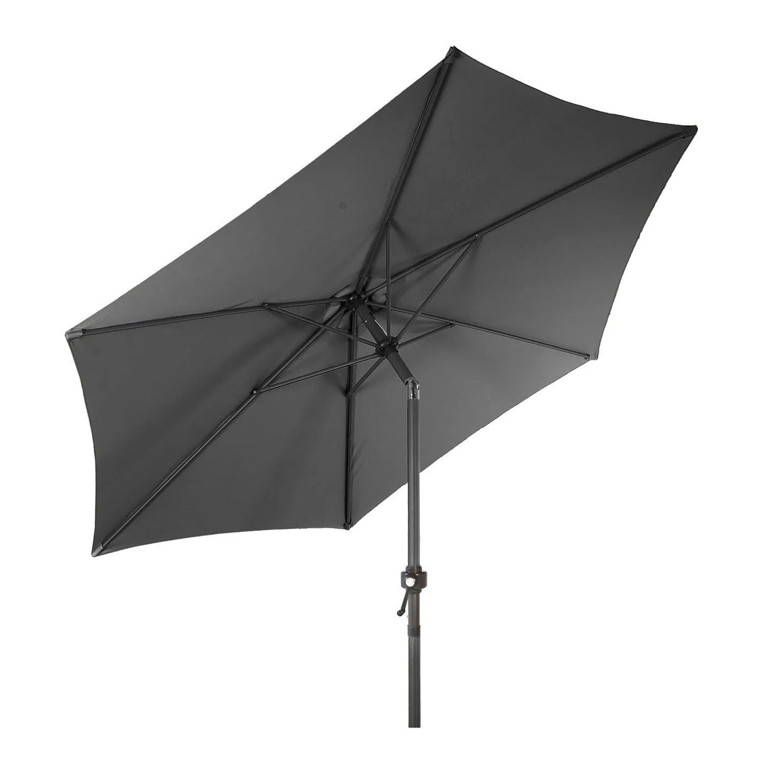 Lex XL Alu Sonnenschirm Ø 2,5 m Kurbelschirm Garten Balkon Terrasse Knickbar Steingrau