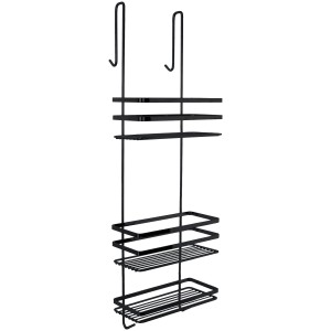 Euroshowers Duschregal 3 Etagen Ohne Bohren mit Haken Matt Schwarz
