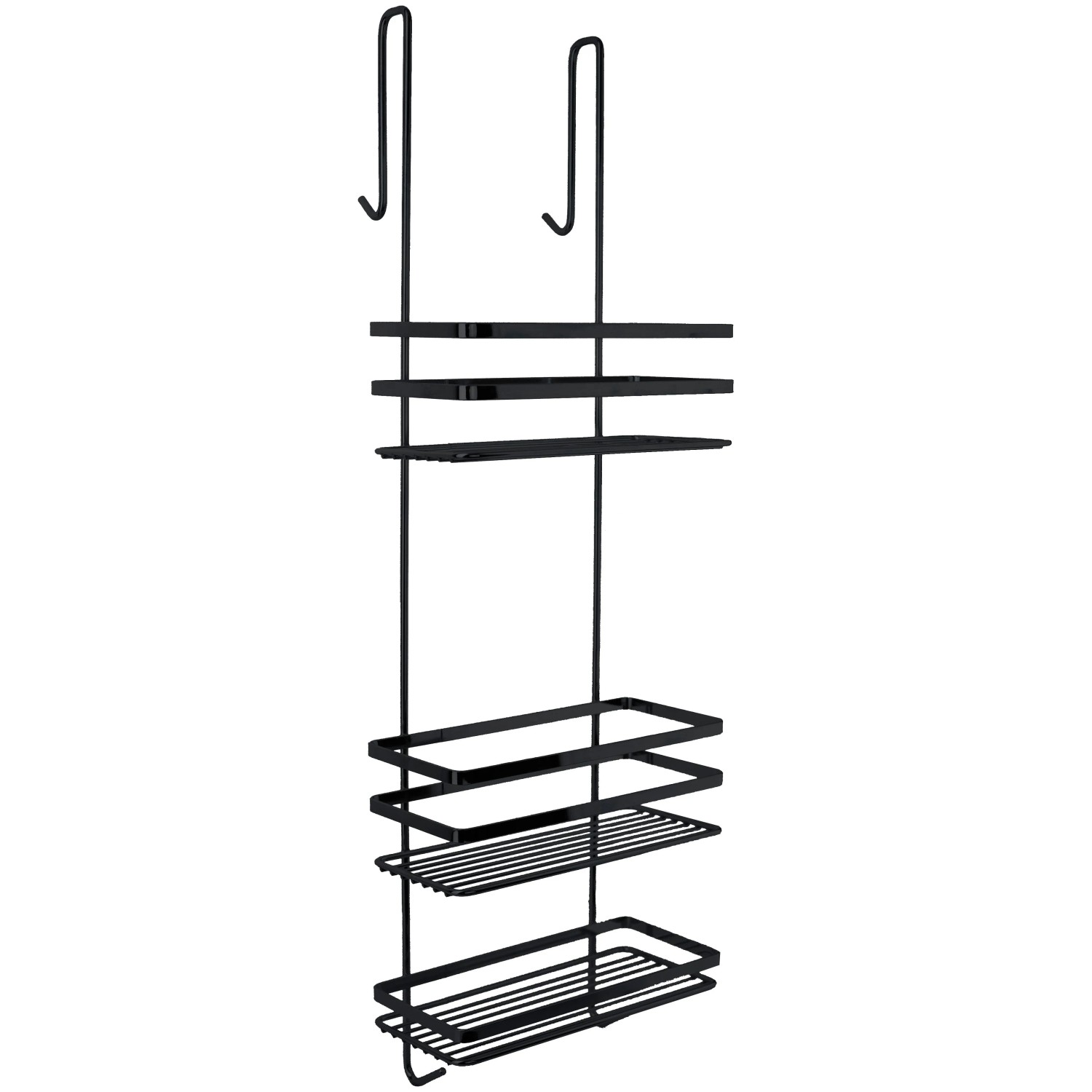 Euroshowers Duschregal 3 Etagen Ohne Bohren mit Haken Matt Schwarz