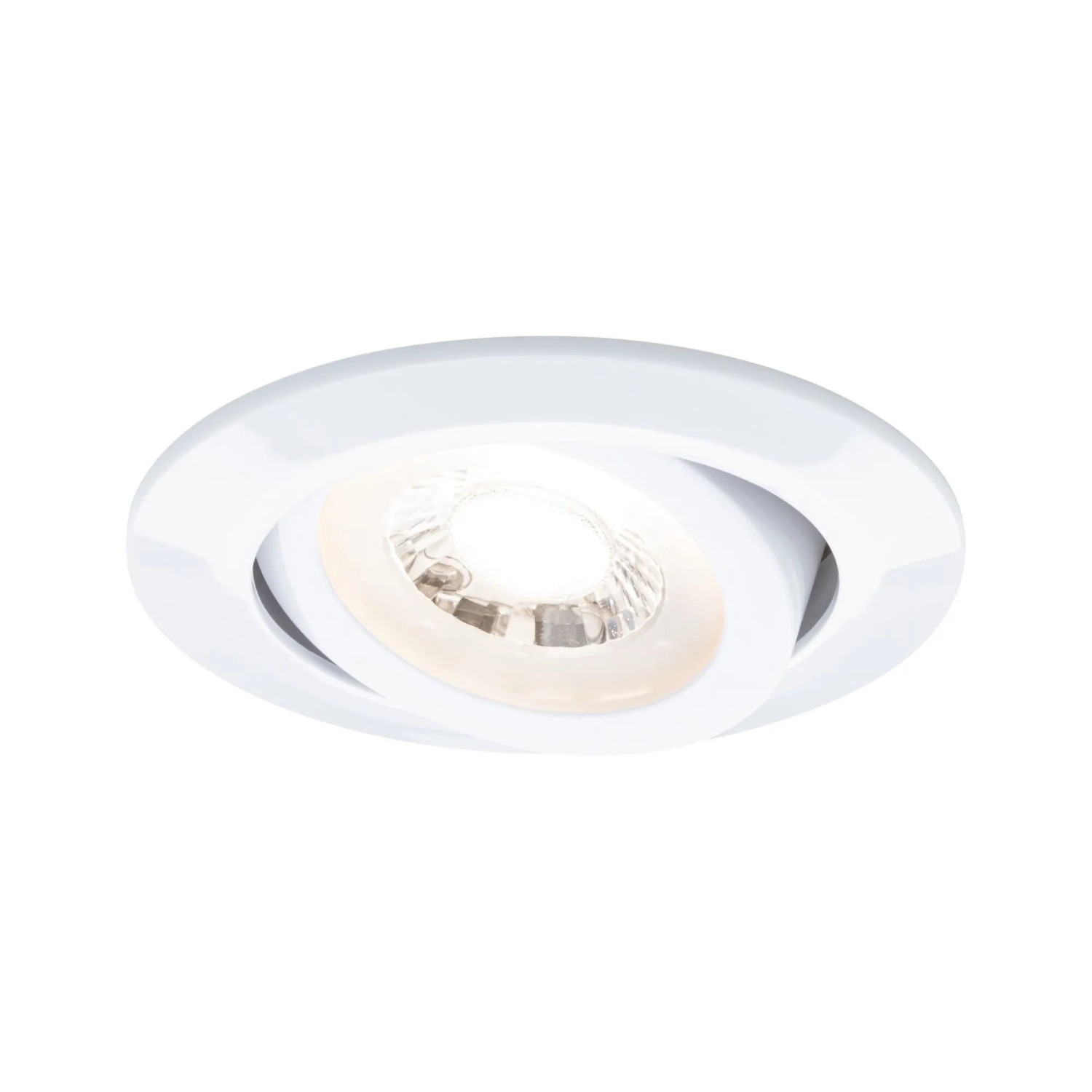 Weißer, schwenkbarer LED Einbaustrahler mit 3-Stufen-Dimmfunktion, warmweißes Licht.