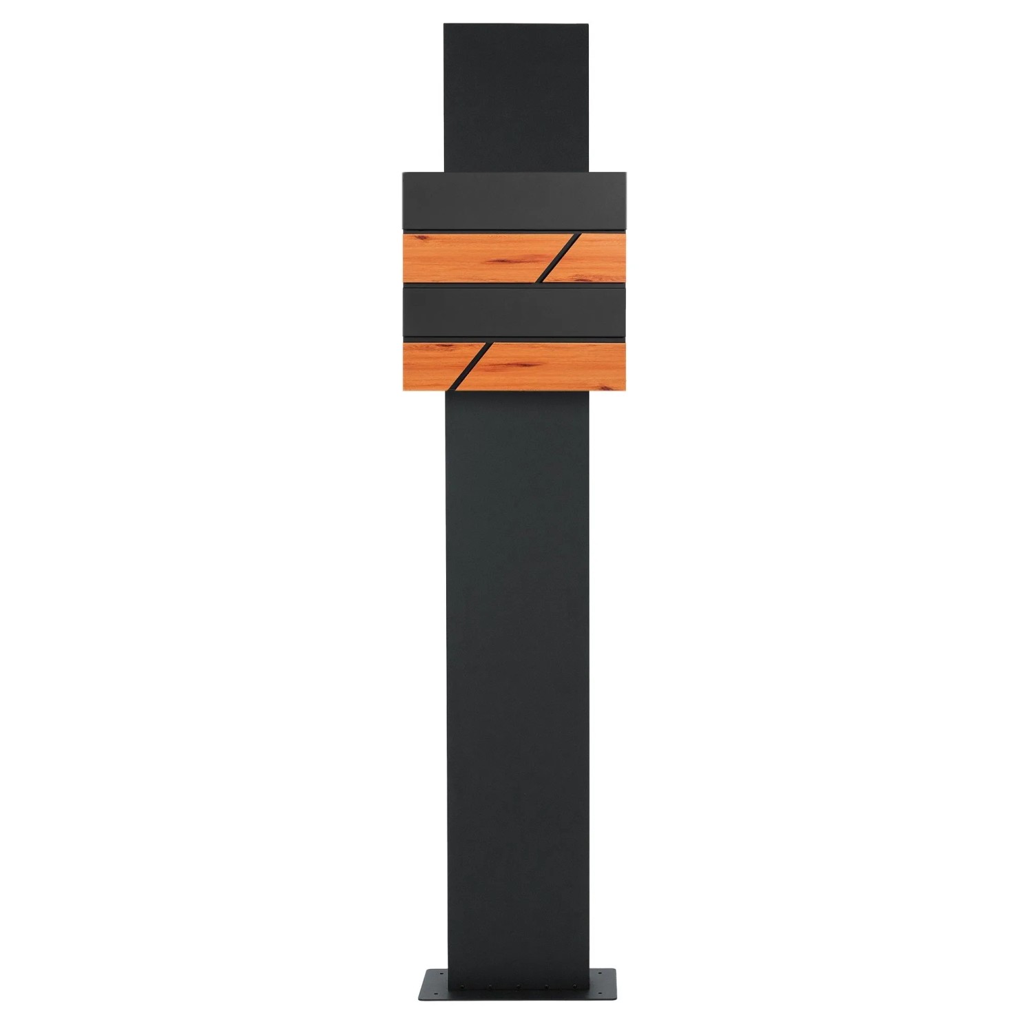 ML-Design Standbriefkasten mit Zeitungsfach, 170cm, Anthrazit-Holzoptik.