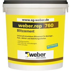 Eimer weber.rep 760 Blitzzement 1 kg, Schnellbindezement für Reparaturen und Montage.