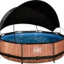 EXIT Wood Pool, braun, Ø 300 cm mit Sonnensegel und Filterpumpe.