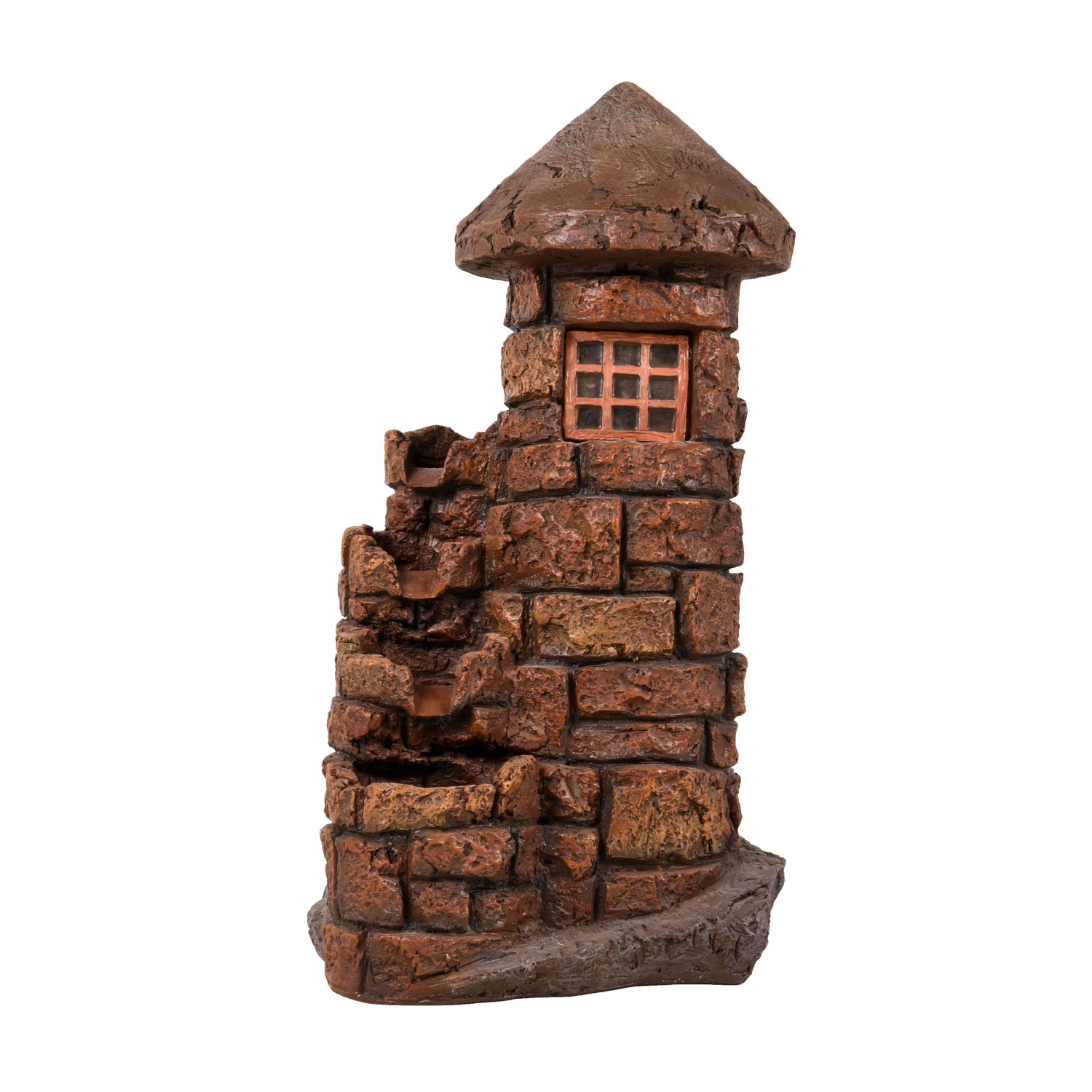 DELUKE Brunnen MARTIN Stein-Optik Kunststoff Braungrau 68x39x33cm Gartendeko Teichdeko