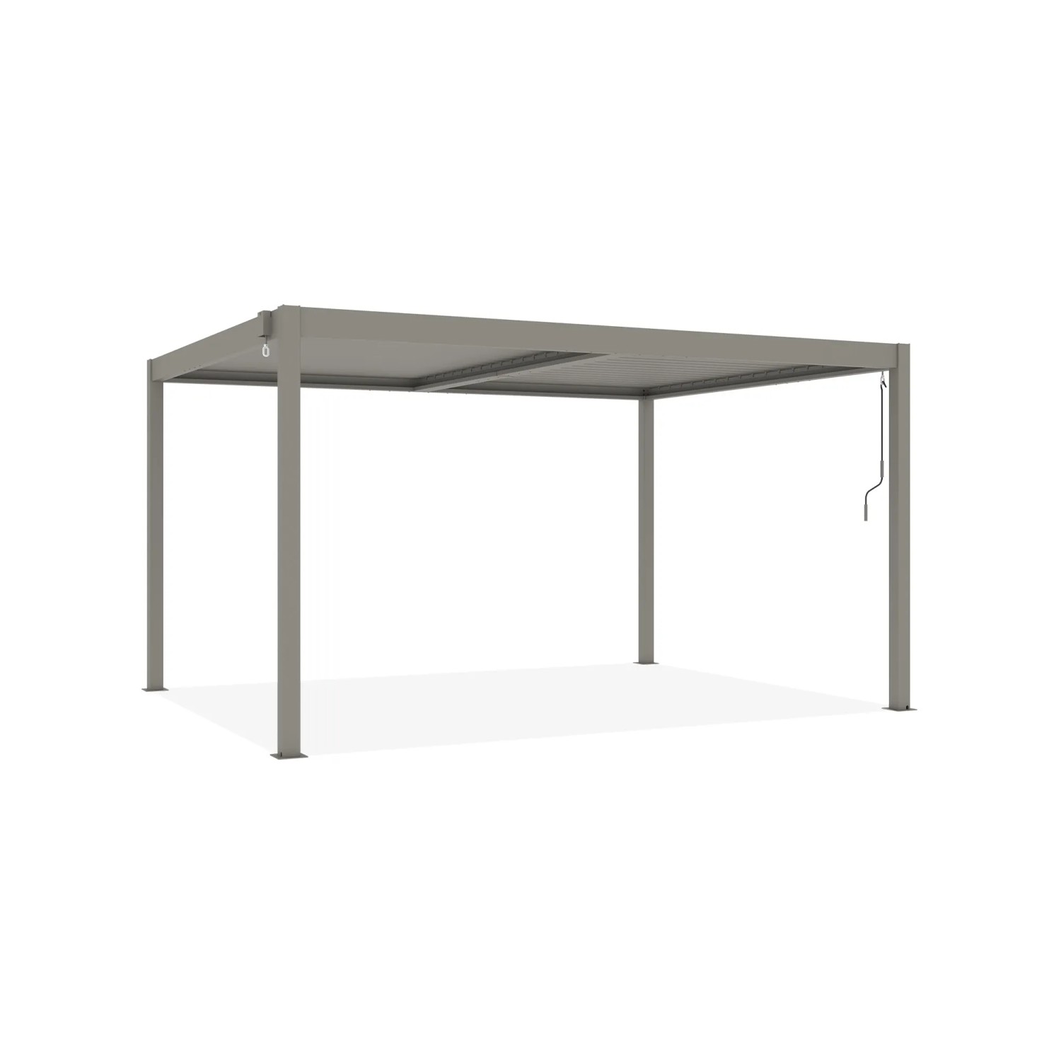 Freistehende, taupefarbene Cazeboo Piana Bioklimatische Pergola 4x3m aus Aluminium.