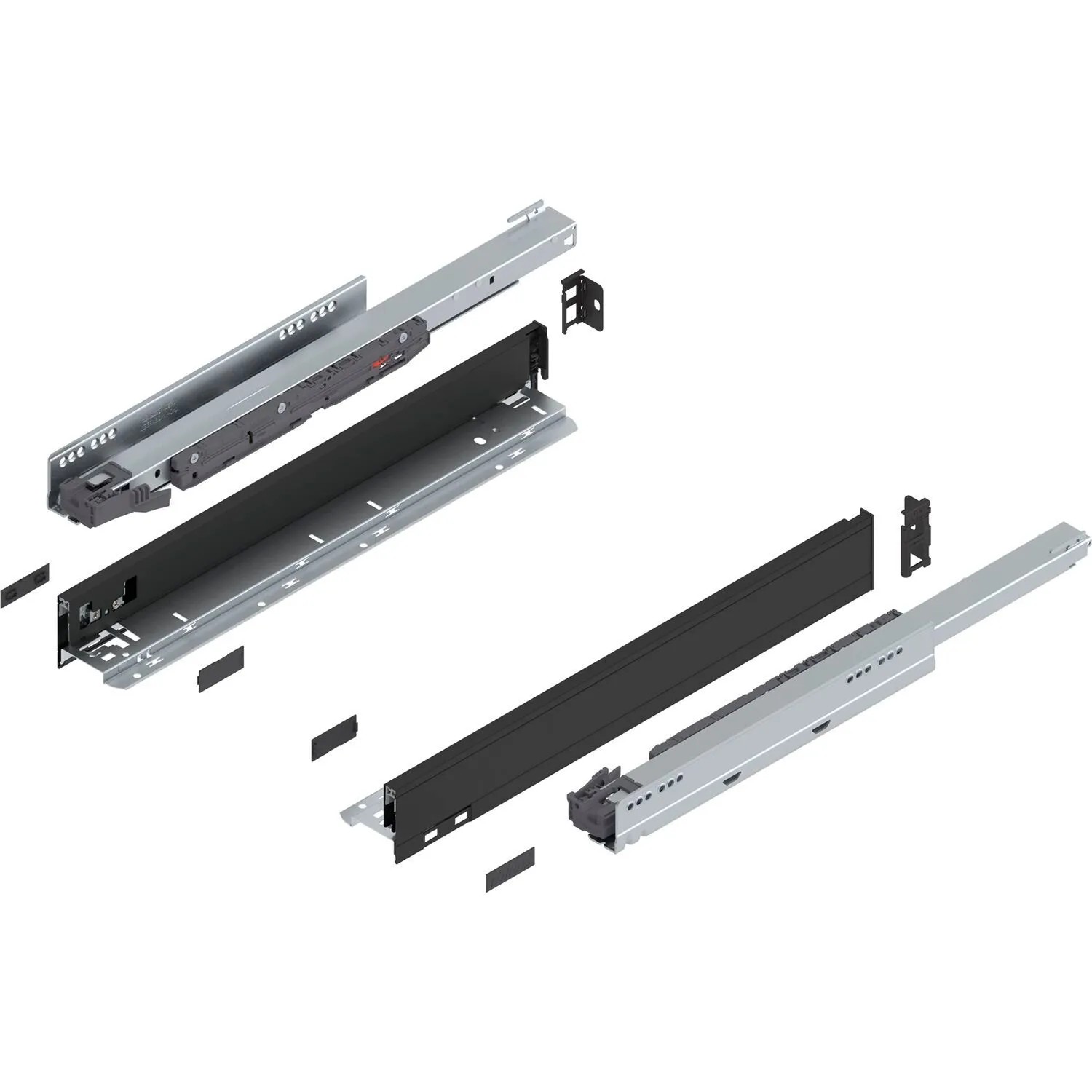 Blum Legrabox Pure Set Höhe N Tip-On Vollauszug 500 mm 40 kg Carbonschwarz 1 Paar