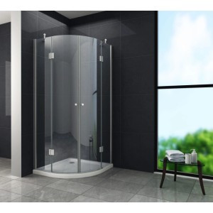 Glasdeals ANGOLO Duschkabine, 90x90x180 cm, Viertelkreis, rahmenlos, mit Klarglas.
