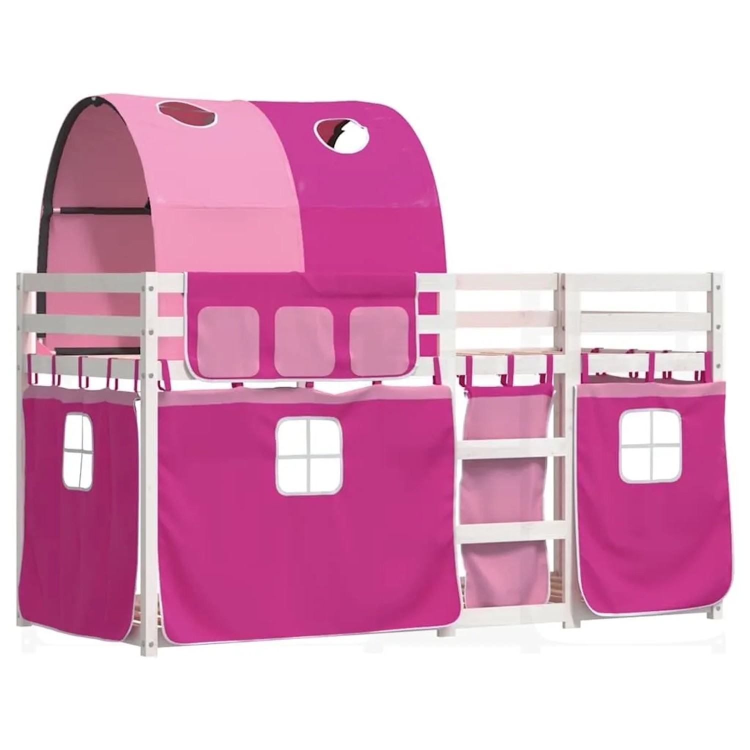 vidaXL Etagenbett mit Vorhängen Rosa 80x200 cm Massivholz Kiefer 3283993 günstig online kaufen