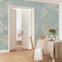 Komar Vliestapete Jardin sur Papier, 350x250 cm, florales Muster in Blau und Beige.