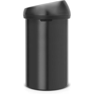 PROREGAL Abfallbehälter, 60 Liter, matt schwarz, mit Soft-Touch-Öffnung.