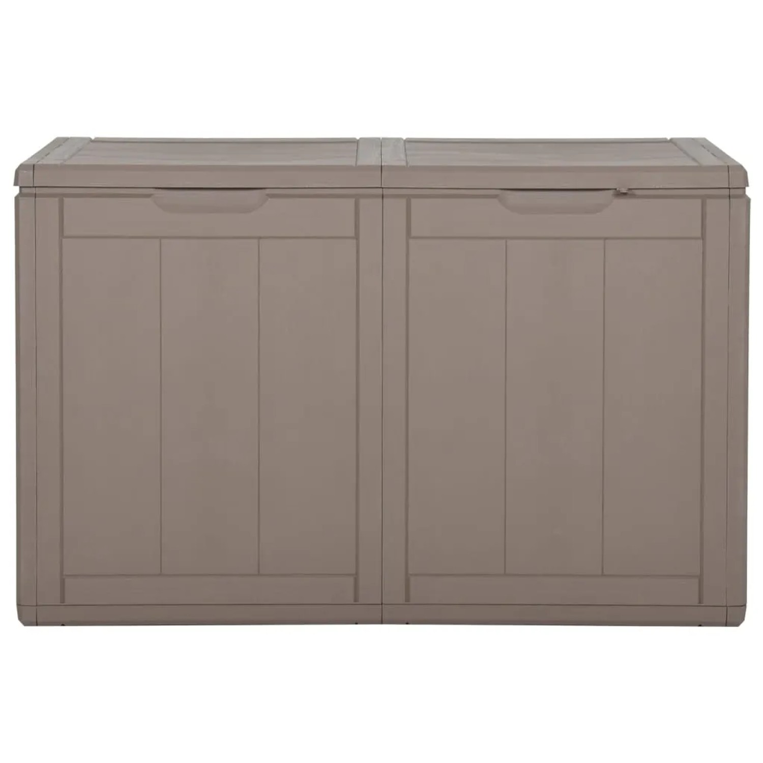 Braune VidaXL Garten-Aufbewahrungsbox (180 L) aus PP Rattan für Garten, Terrasse oder Balkon.