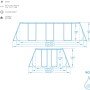 Technische Zeichnung des Bestway Frame Pool-Set Power Steel 412x201x122 cm, Rattan-Optik, Eckig, mit Maßangaben.