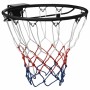 Schwarzer Basketballring (45 cm) aus Stahl mit rot-weiß-blauem Netz für Sport & Fitness.