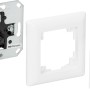 OBI Phasenabschnittdimmer Unterteil zur Unterputzmontage mit Rahmen und Drehknopf in Weiß.