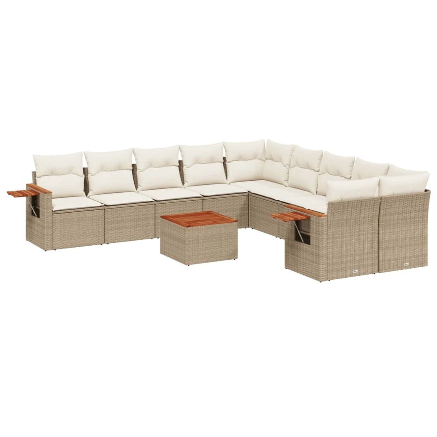 vidaXL 11-Tlg Garten-Sofagarnitur mit Kissen Beige Poly Rattan 3227199 günstig online kaufen