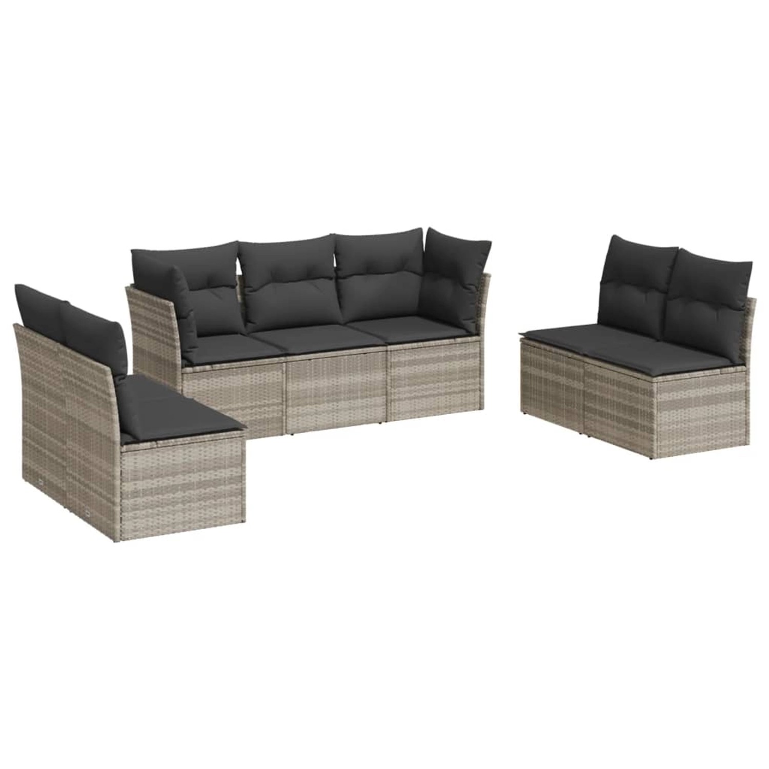 vidaXL 7-Tlg Garten-Sofagarnitur mit Kissen Hellgrau Poly Rattan 3249251 günstig online kaufen