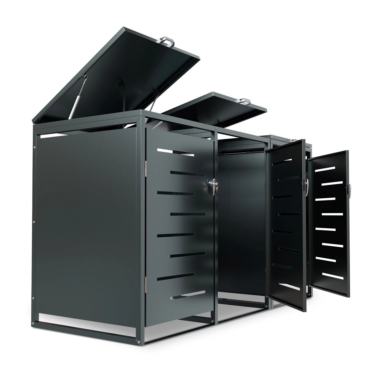 Juskys 3er Metall Mülltonnenbox Arel