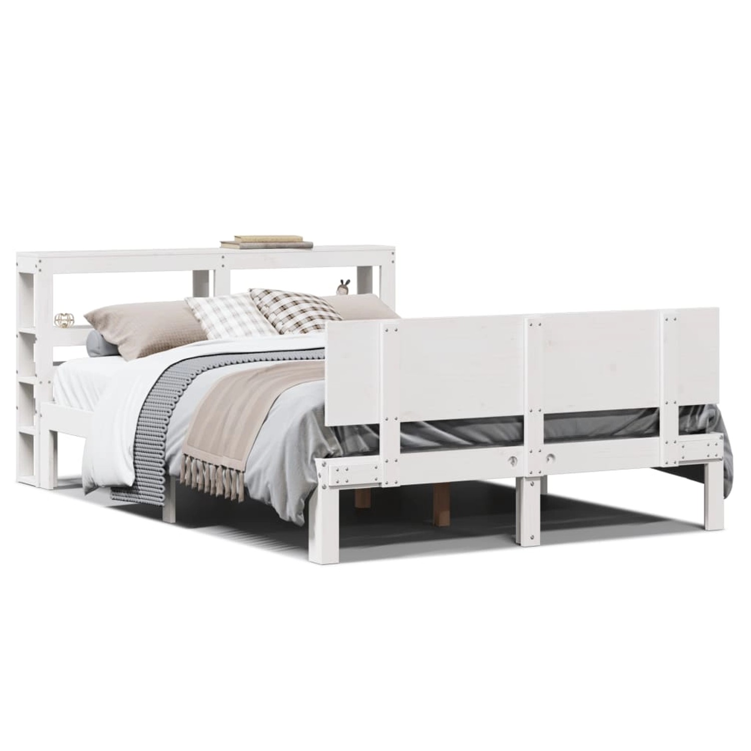 vidaXL Bettgestell mit Kopfteil ohne Matratze Weiß 140x200 cm 3306087 günstig online kaufen