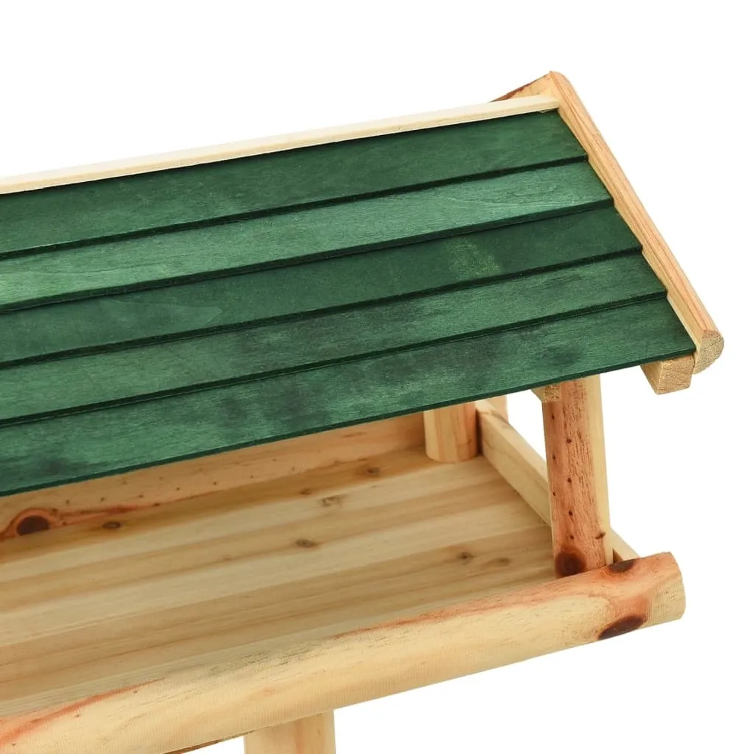 Detailansicht: VidaXL Vogelhaus mit grünem Dach aus Tannenholz.