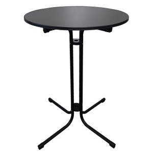 Chefgastro Stehtisch Mit Hussen Klappbar Rund Rund Hxø 110X80Cm Bistrotisch Stahl MDF-Platte Mit Edelstahlbeschichtung Schwarz Wetterfest Gartentisch
