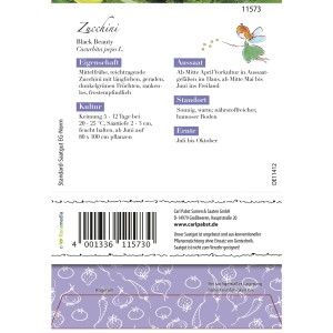 Saatgutpackung Grüne Fee Zucchini Black Beauty, Gemüsesamen für ca. 7 Pflanzen.