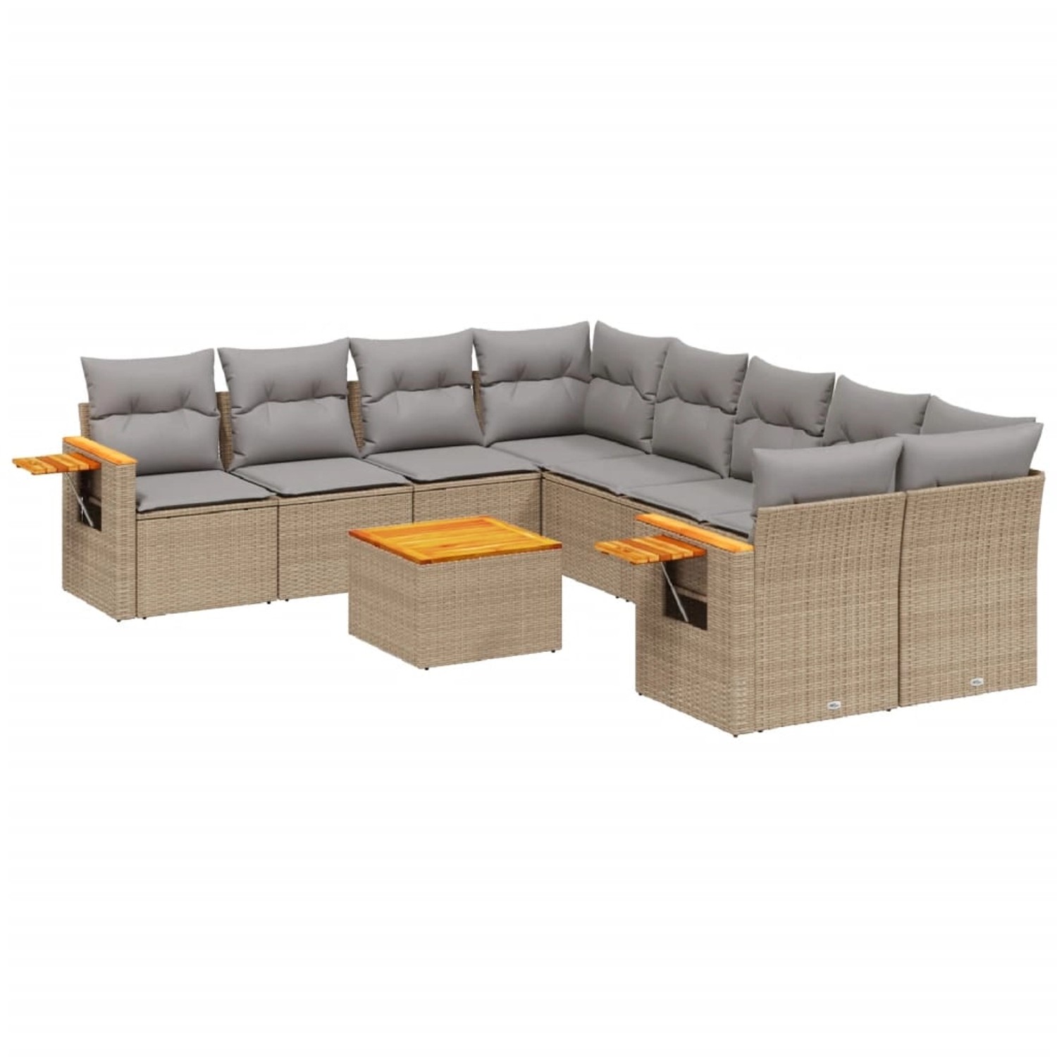 vidaXL 9-Tlg Garten-Sofagarnitur mit Kissen Beige Poly Rattan 3226668 günstig online kaufen