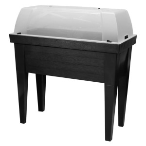 Anthrazitfarbenes Maxi-Hochbeet mit Abdeckhaube, 107x50x100 cm, ideal für Gemüse- und Kräuteranzucht.