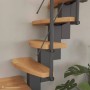 Intercon Raumspartreppe Quadro, Buche natur, Metall schwarz. Wendeltreppe mit Holzstufen.