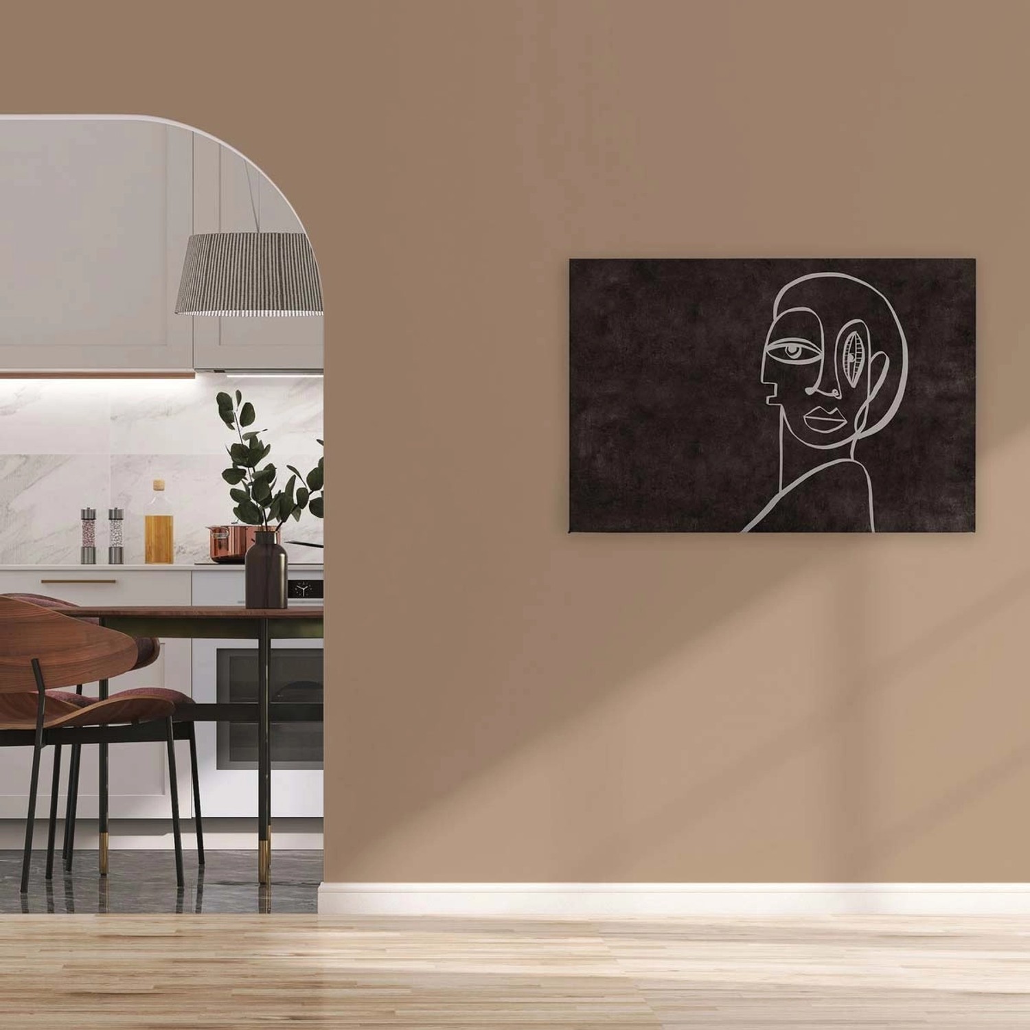Bricoflor Leinwandbild Abstrakt Schwarz Weiß Modernes Wandbild Mit Portrait In 120 X 80 Cm Ideal Für Wohnzimmer Und Schl