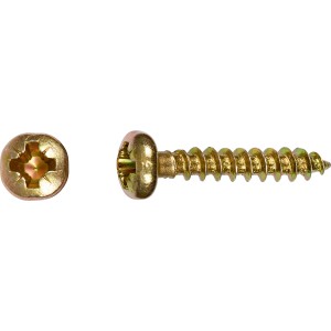 Gelb verzinkte Spanplattenschraube mit Halbrundkopf, PZ-Antrieb, 4x45 mm, 15 Stück.