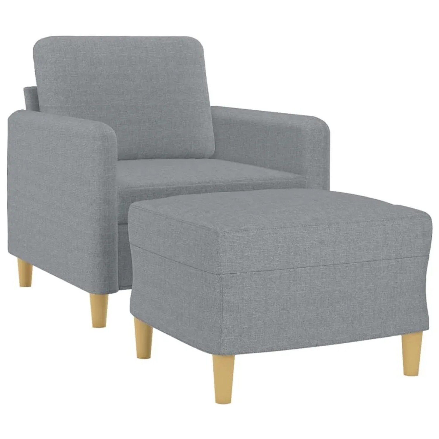 vidaXL Sessel mit Hocker Hellgrau 60 cm Stoff 3201184