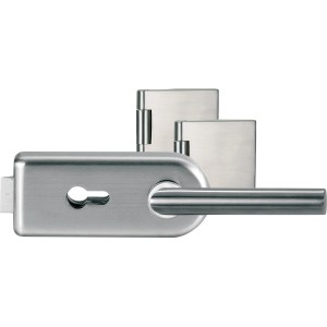 Novadoors Schlosskasten Nova 62, Edelstahloptik, für Glastüren und Schiebetüren.