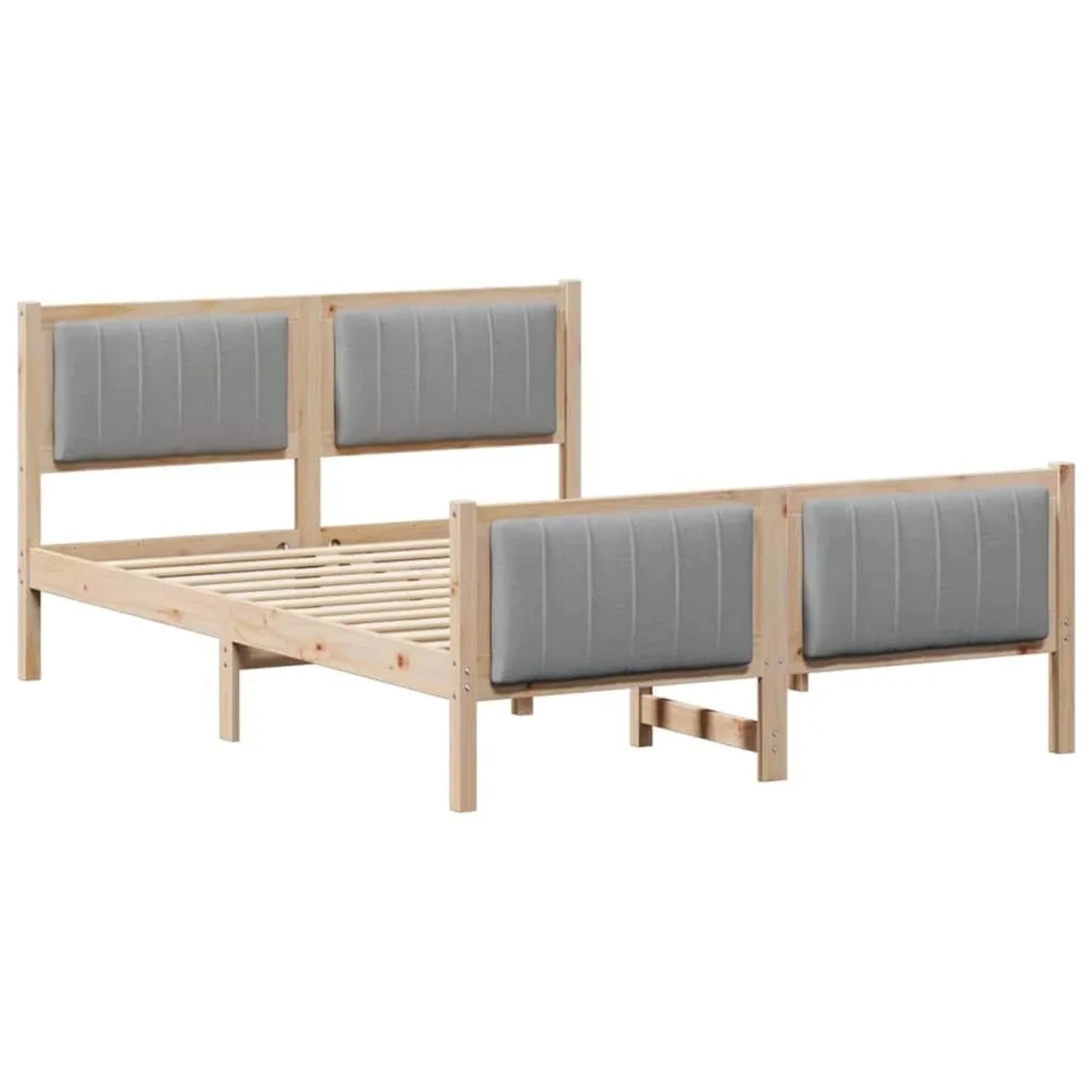 vidaXL Bettgestell Braun und Hellgrau 135 x 190 cm Massivholz Kiefer 878479 günstig online kaufen