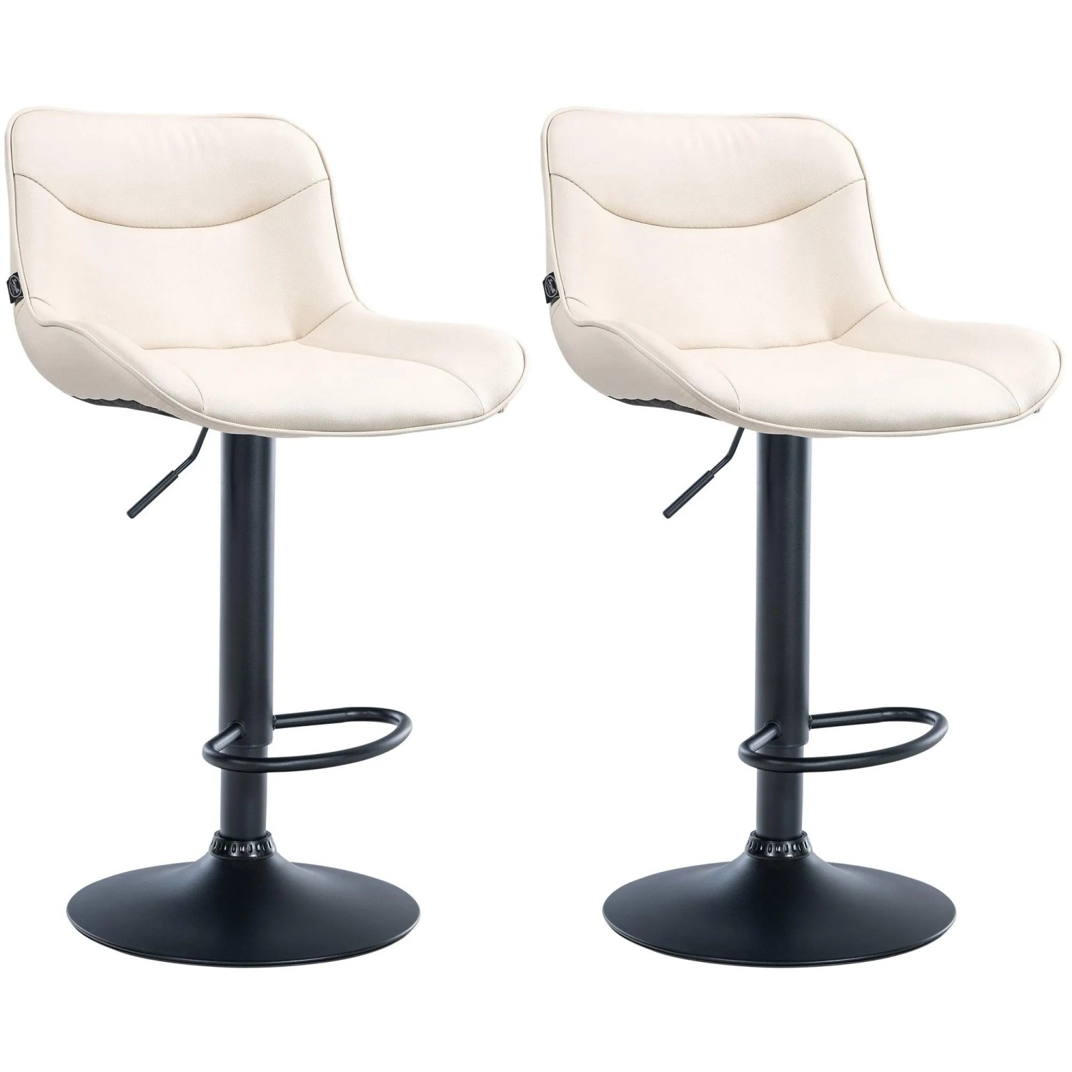 DELUKE Barhocker 2er Set TAMPA Creme Kunstleder Schwarz Barstuhl Mit Lehne Tresenhocker Tresenstuhl