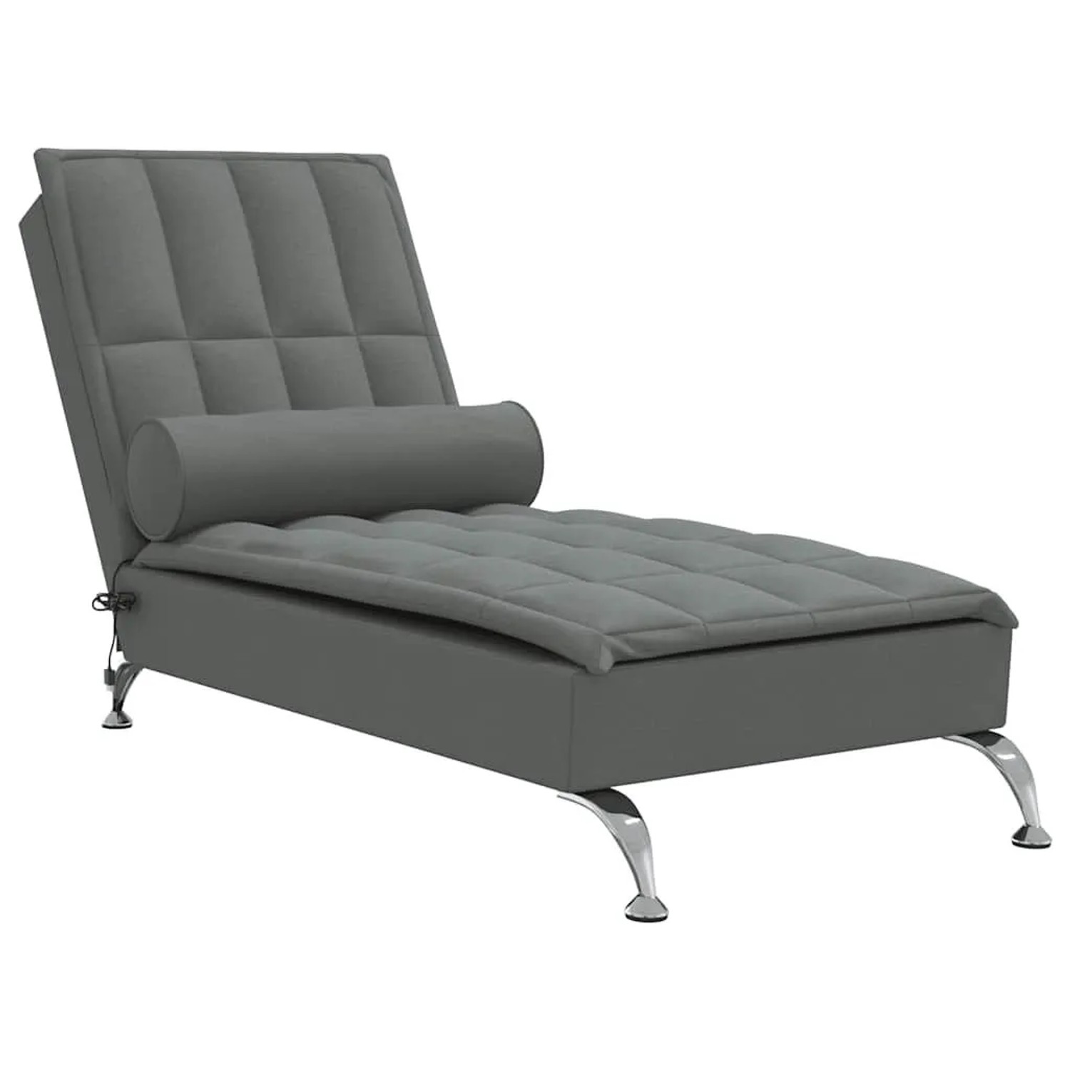 vidaXL Massage-Chaiselongue mit Nackenrolle Dunkelgrau Stoff 379444