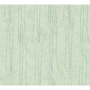 Helle, floral gemusterte Vliestapete in Grün mit leichter Struktur.