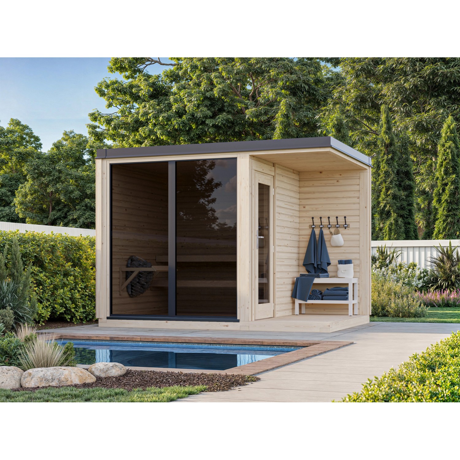 Palmako Sauna Sarah 322 x 222 cm Naturbelassen FSC® günstig online kaufen