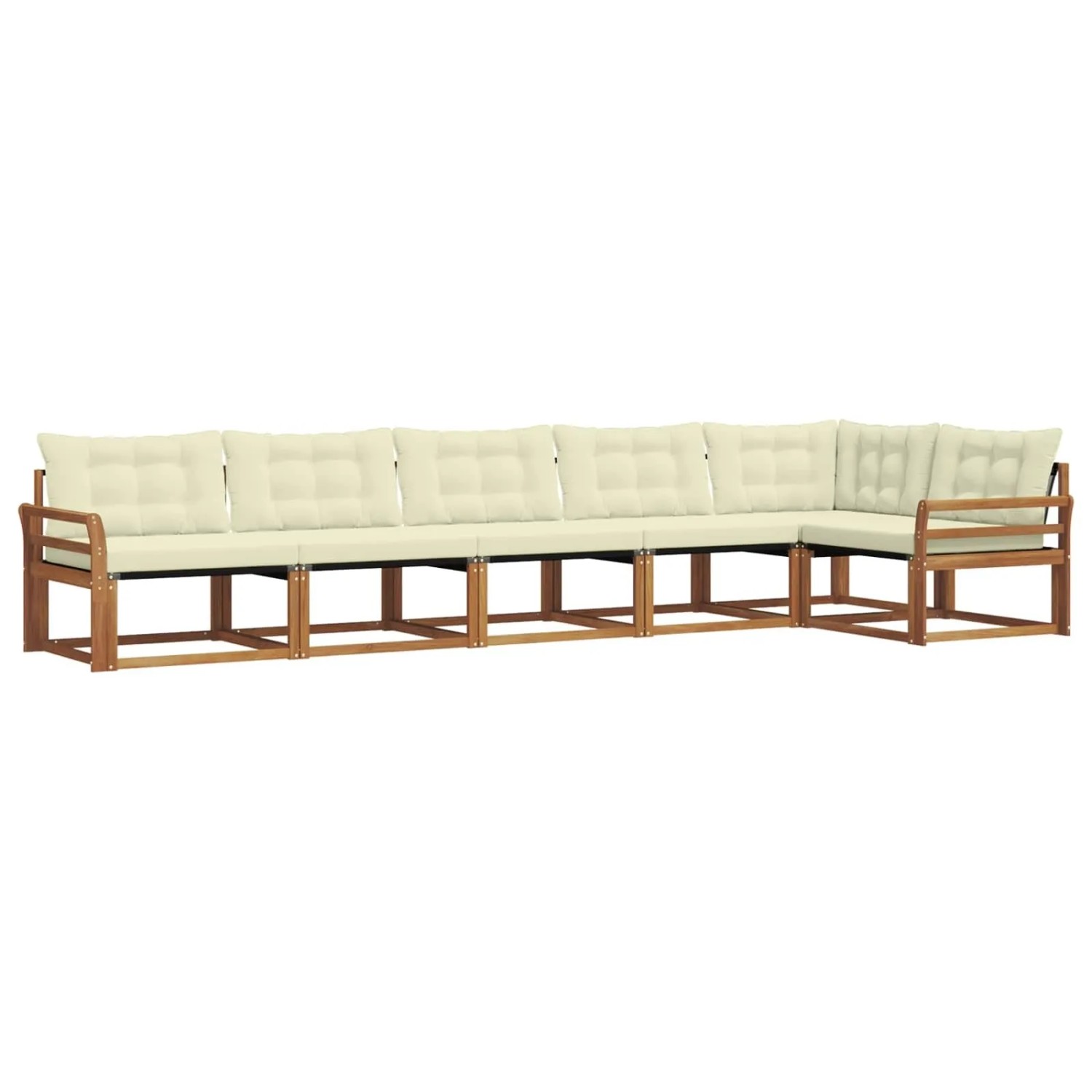 vidaXL Outdoor-Sofagarnitur mit Kissen 6-Tlg Natur und Creme 3369505
