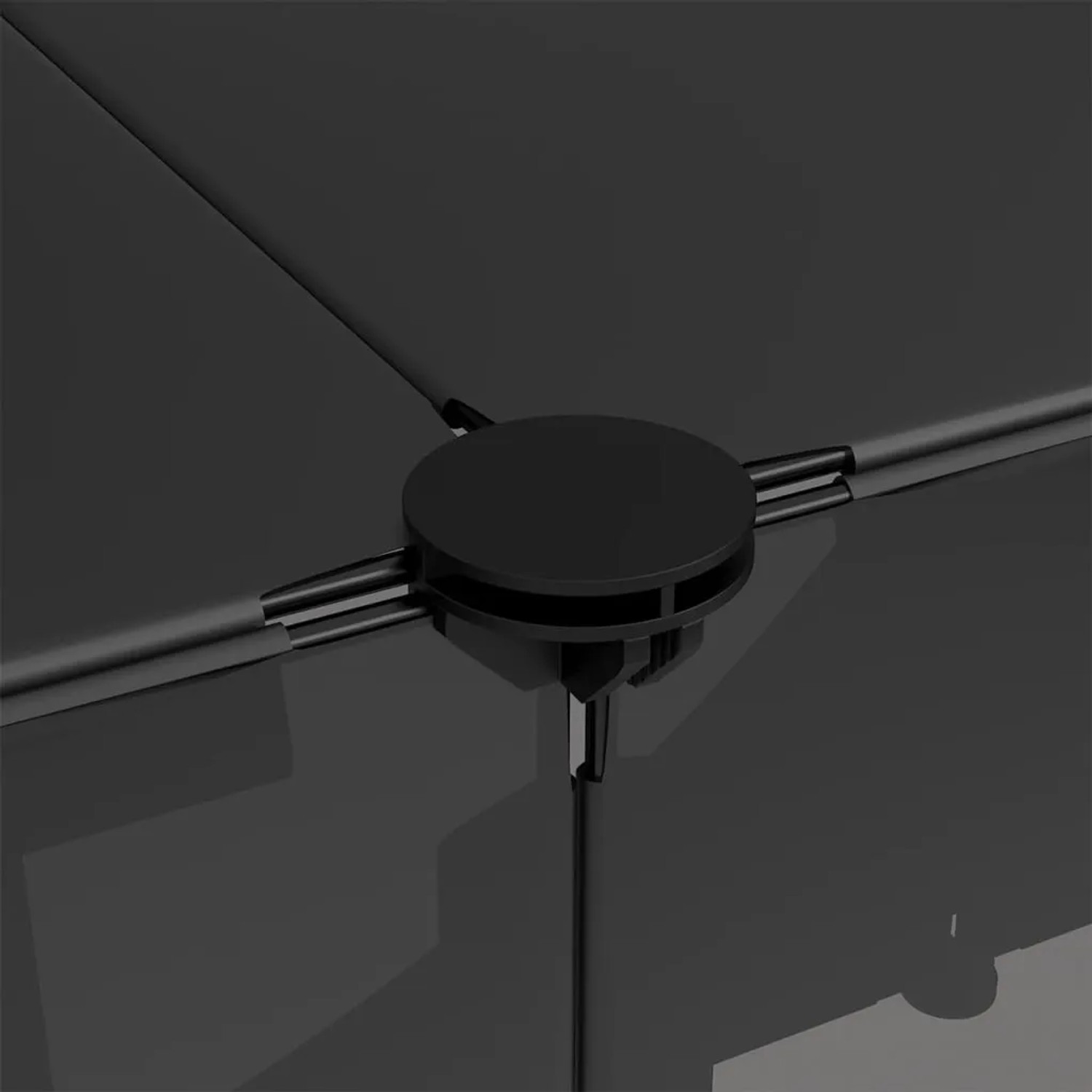 Detailaufnahme: Schwarzer vidaXL Kleintierkäfig, Verbindungselement aus Stahl und PP.