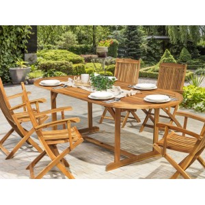 Beliani Gartentisch MAUI Heller Holzfarbton 160x100x74