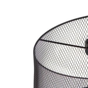Detailaufnahme der schwarzen QAZQA Deckenleuchte Drum Mesh mit offenem Lampenschirm.