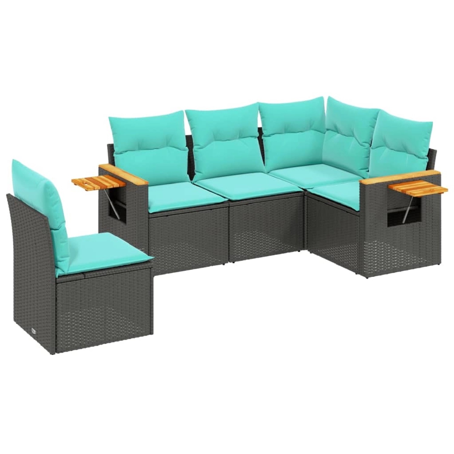 vidaXL 5-Tlg Garten-Sofagarnitur mit Kissen Schwarz Poly Rattan 3226813 günstig online kaufen