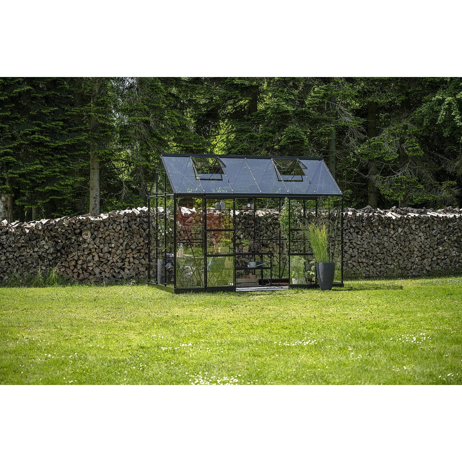 Halls Gewächshaus Icon Planthouse 6 Schwarz 7,3 m² günstig online kaufen